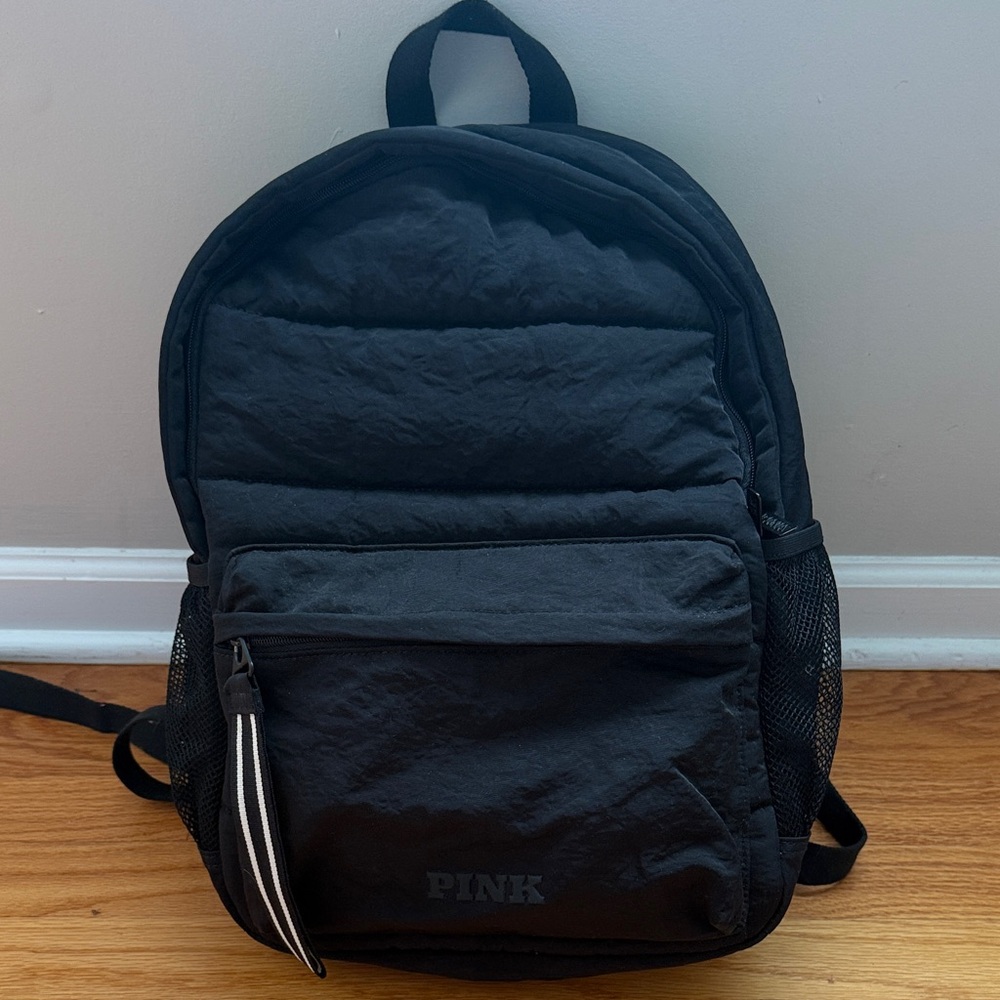 PINK Victoria's Secret Black Puffer Backpack